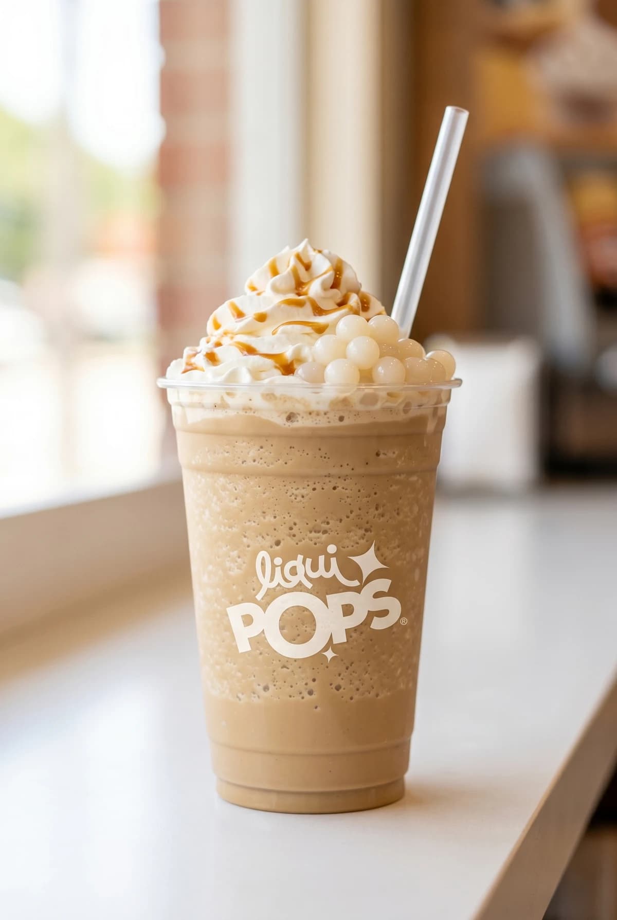 Frappé de café preparado con insumos Perlas Explosivas