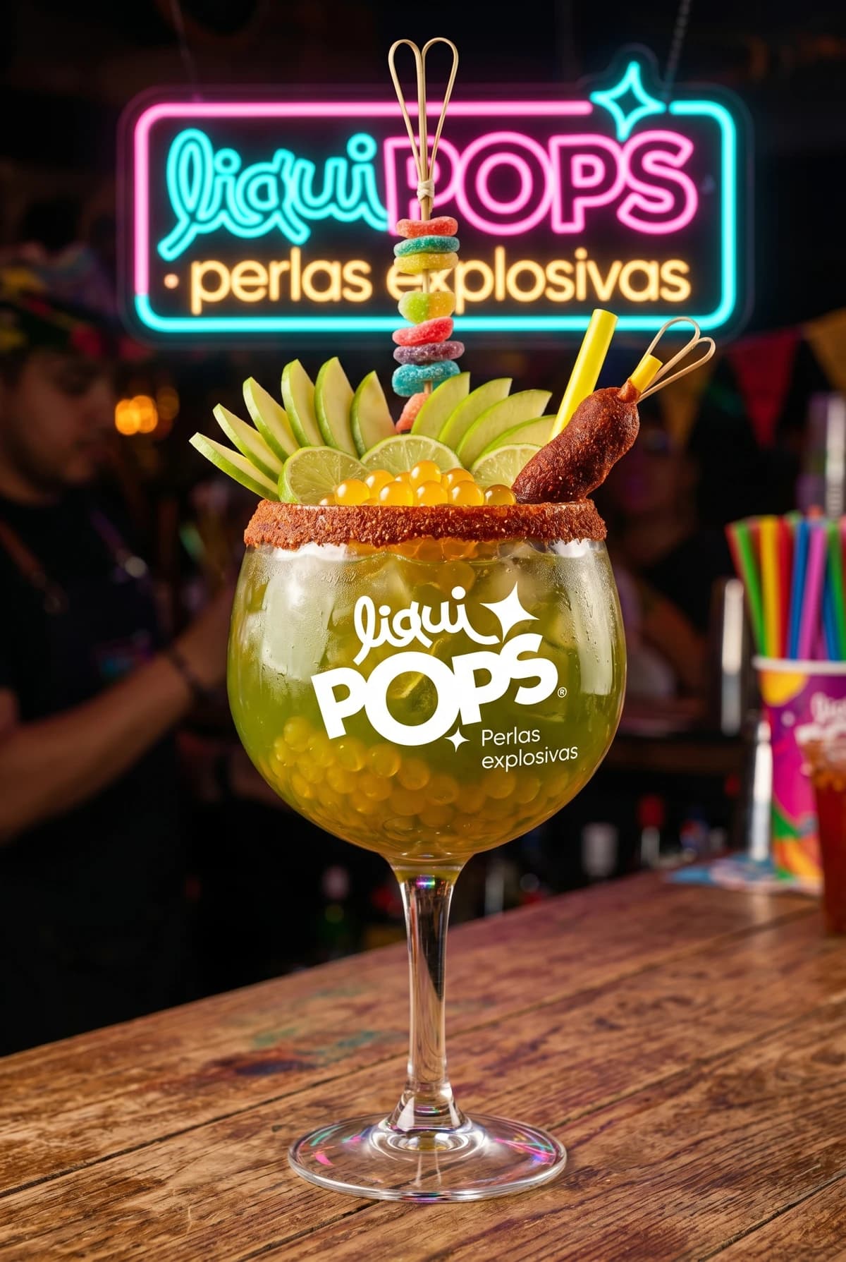 Soda loca mango biche preparado con insumos Perlas Explosivas